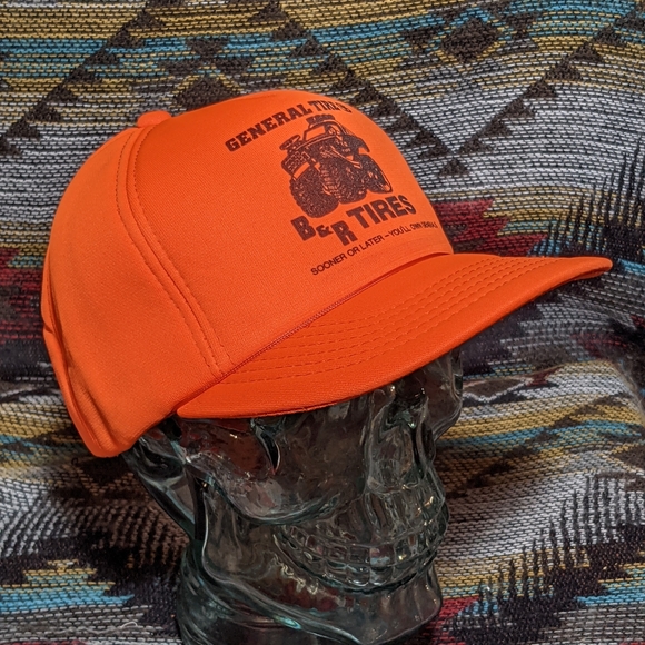 80s General Tires Orange All Foam Trucker Snapback. Cleaned and reshaped. - Picture 3 of 4